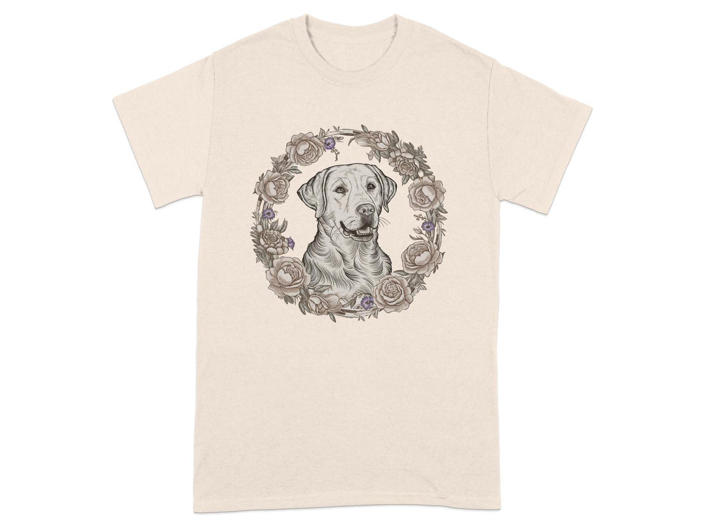 Floral Circle Design with Dog Print Graphic T-shirt product type
