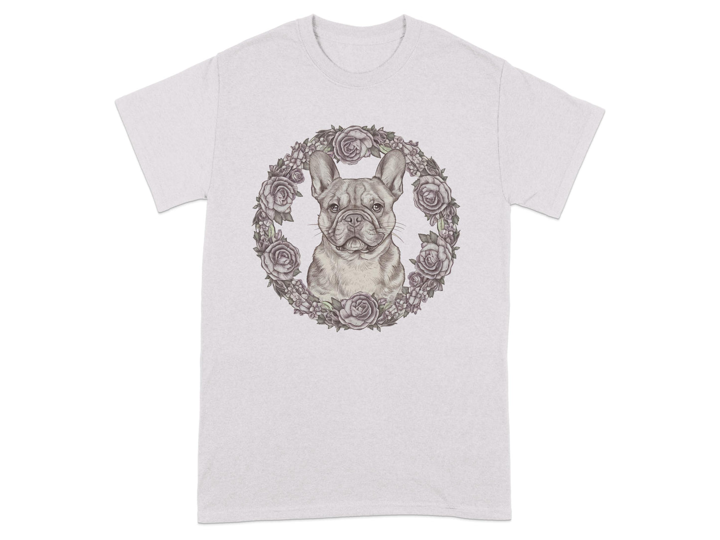 French Bulldog Inside Floral Wreath Graphic Shirt product type