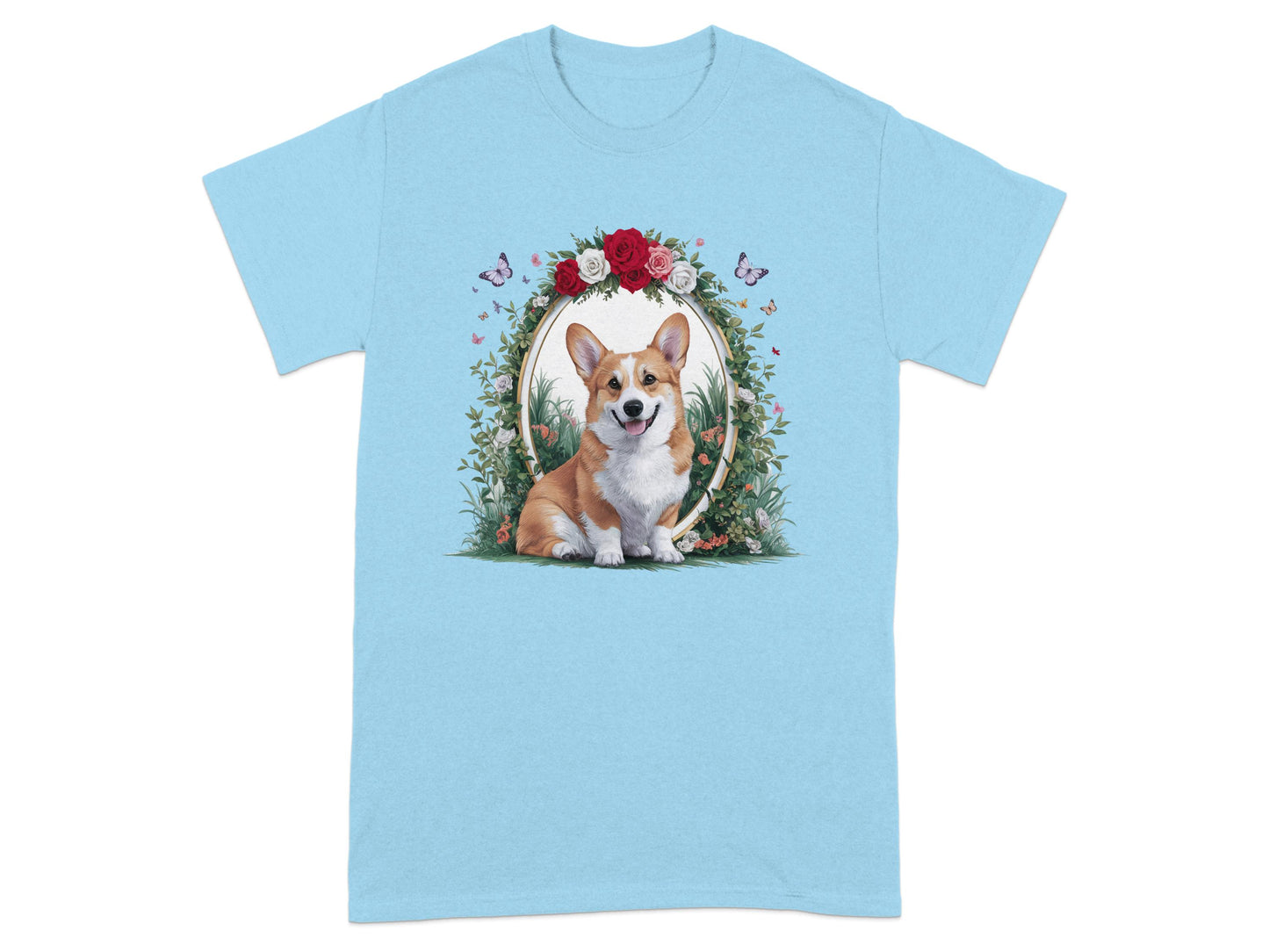 Cute Corgi with Floral Wreath Design Shirt product type
