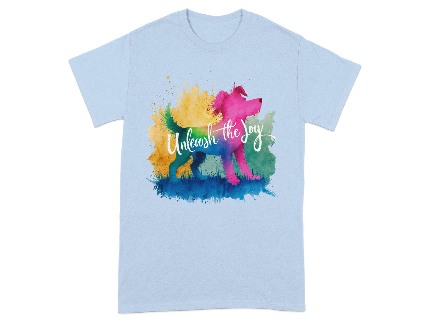 Unleash the Joy Colorful Graphic Dog T-Shirt product type
