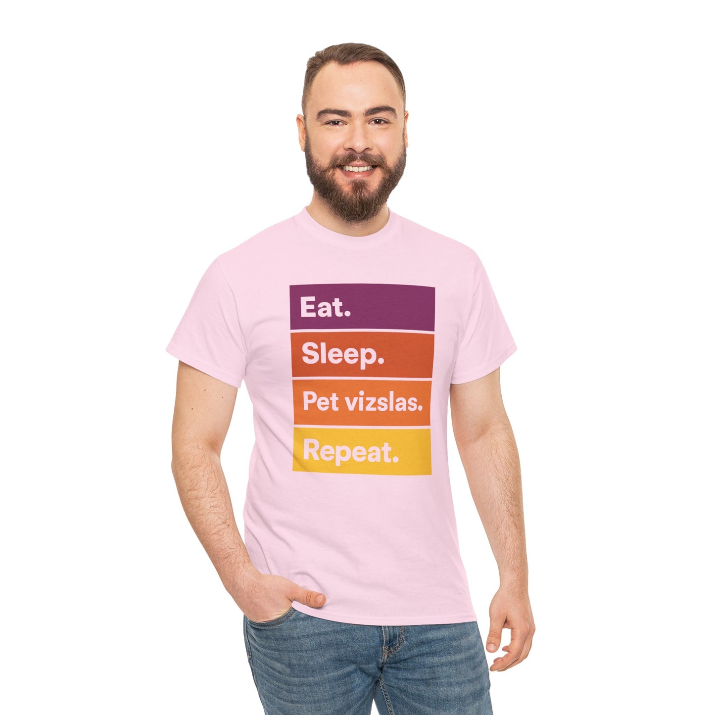 Color Block Unisex Tee - Eat, Sleep, Pet Vizslas, Repeat T-Shirt