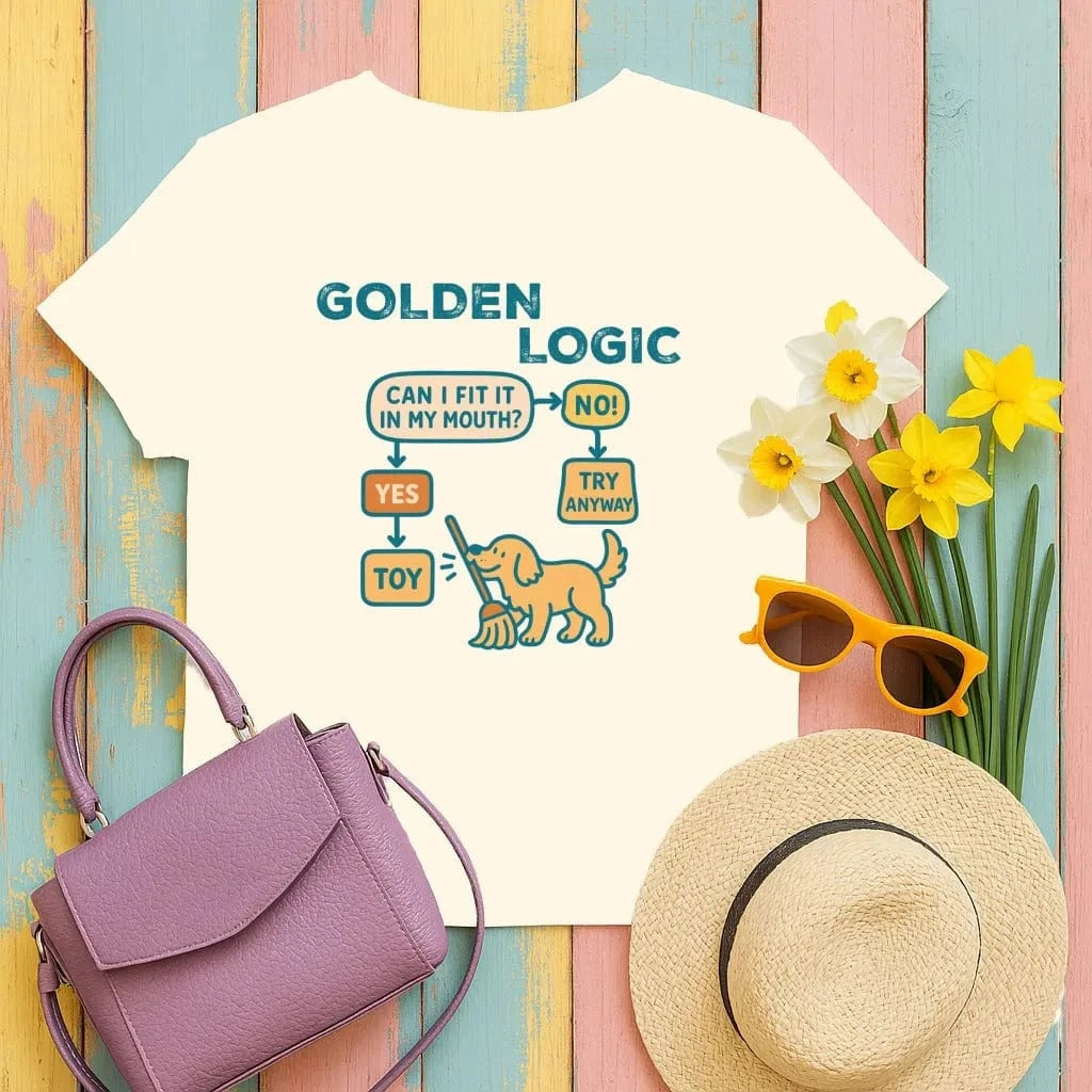 Golden Logic Can I Fit It In My Mouth Flowchart T-Shirt Natural T-shirt