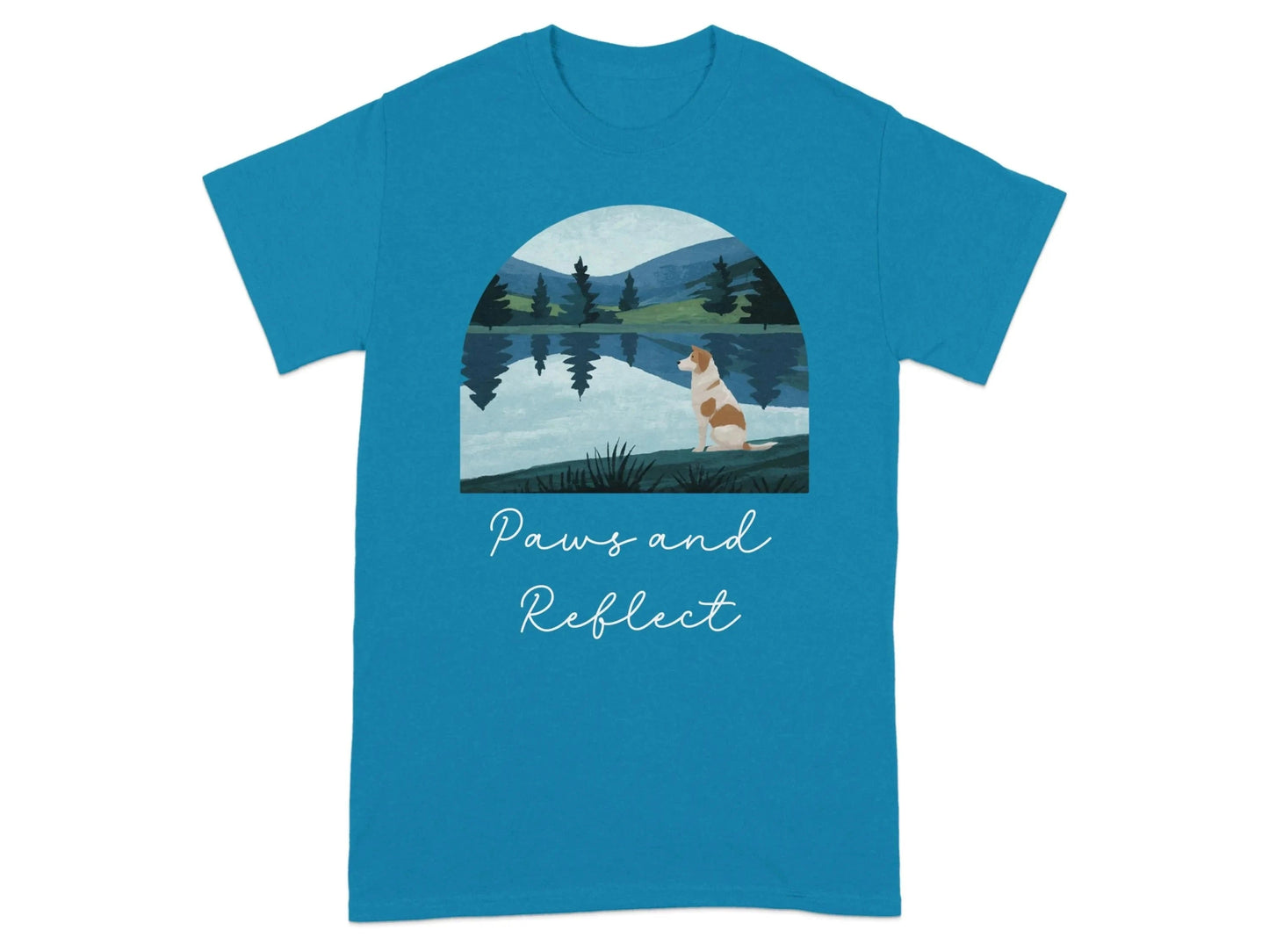 Dog At Lake Nature Outdoors Landscape Scenic Art T-Shirt T-shirt