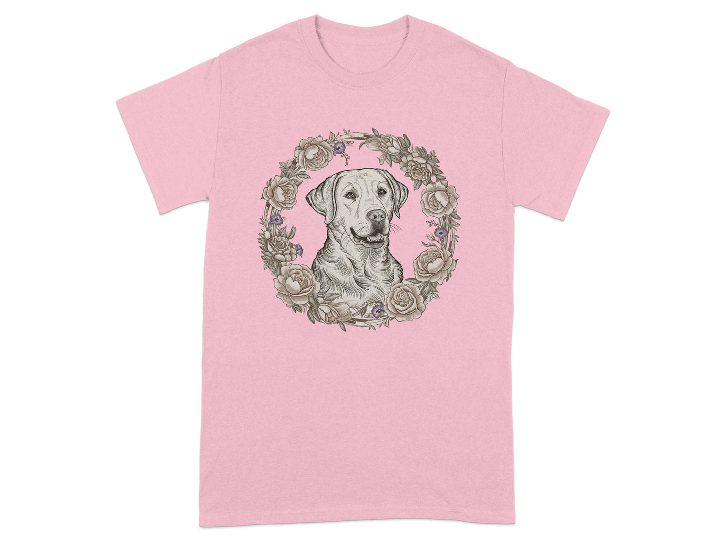 Floral Wreathed Dog Graphic Pink Tee product type