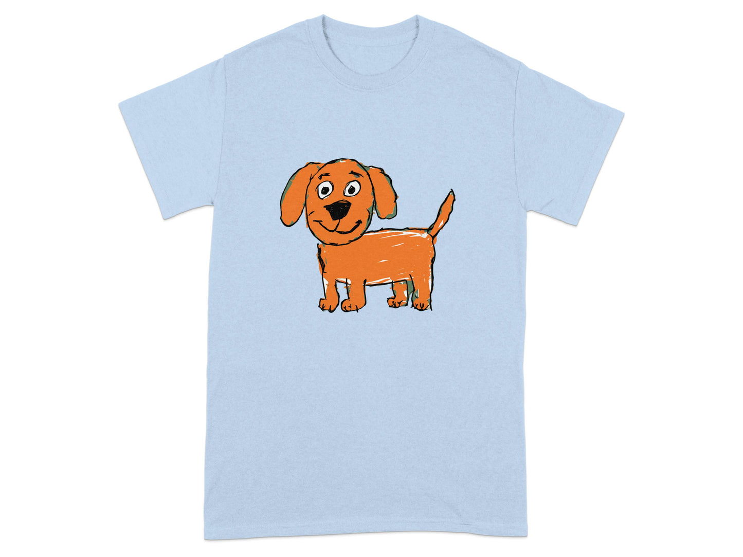 Cute Cartoon Dog Light Blue Graphic T-Shirt product