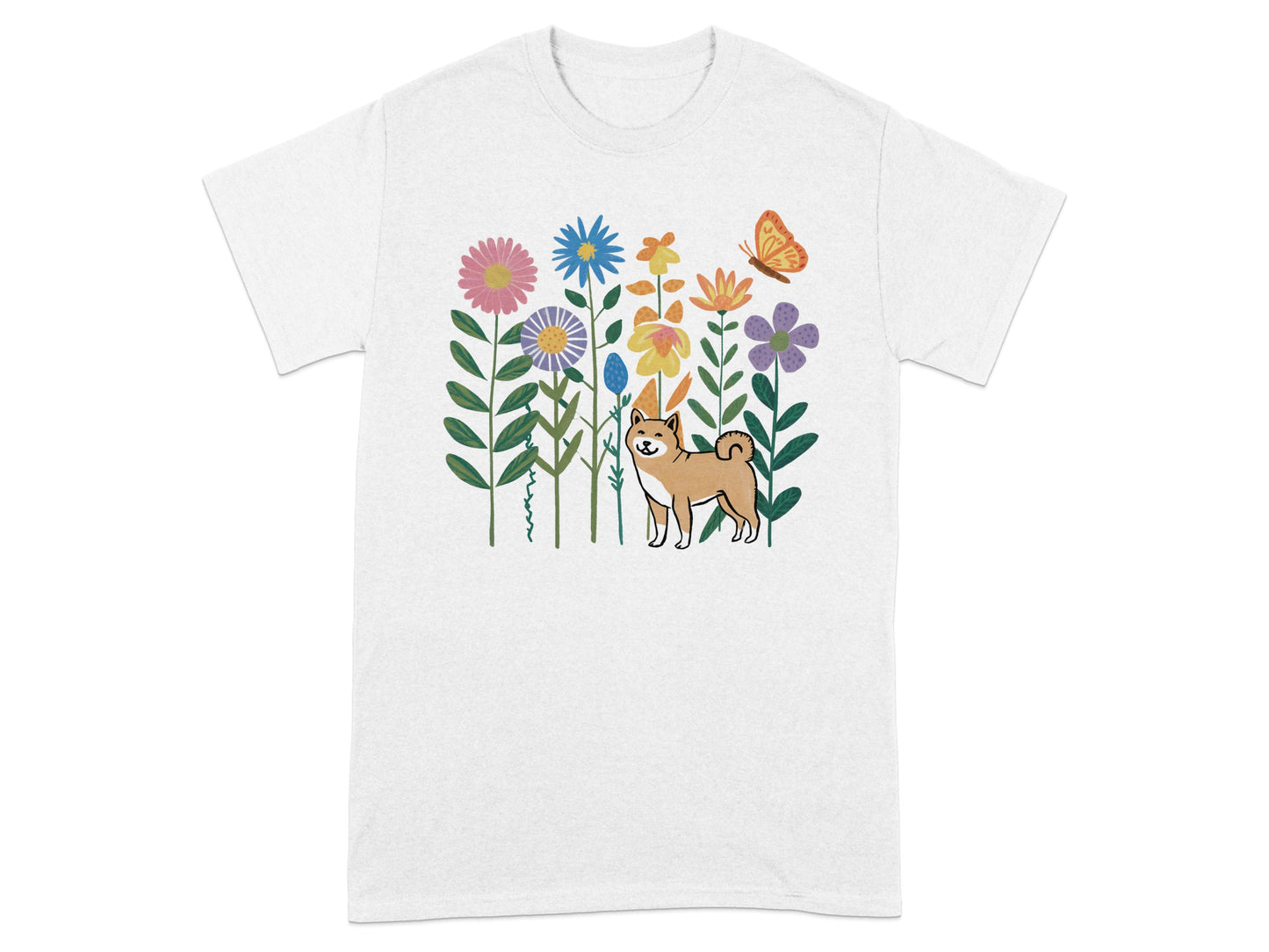 Cute Dog And Colorful Flowers Graphic T-Shirt product