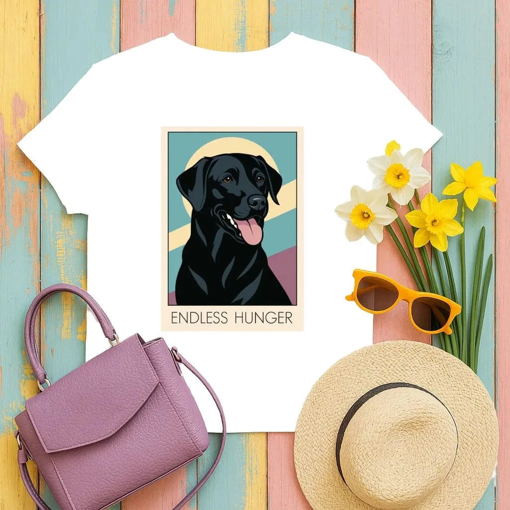 Endless Hunger Labrador Retriever Graphic Design T-Shirt White T-shirt