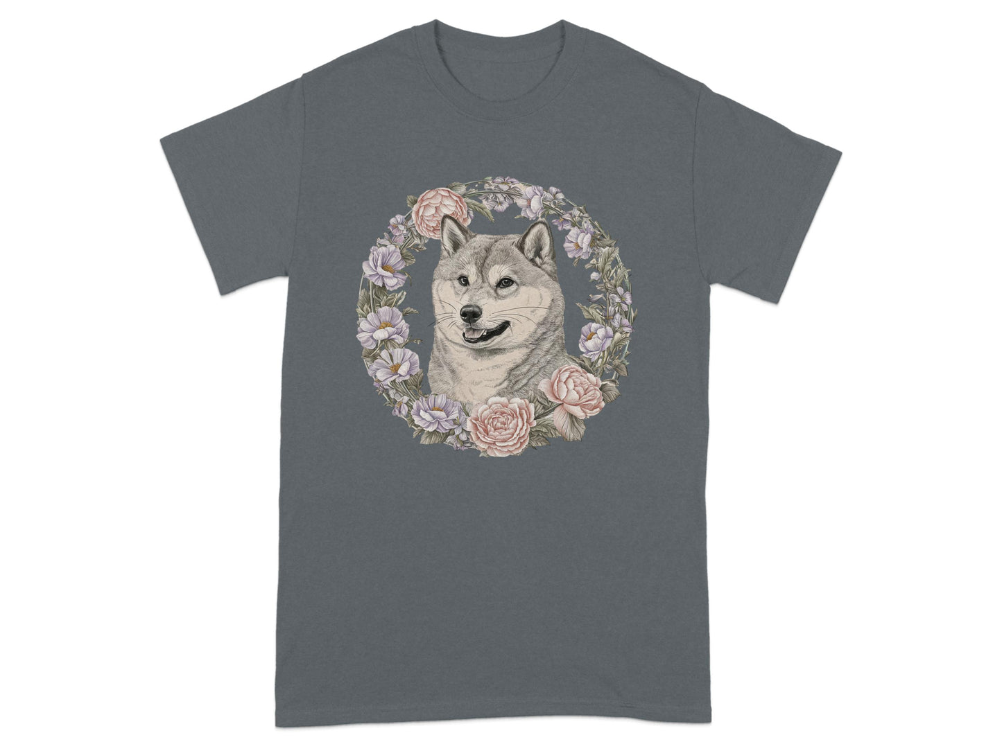 Wolf Surrounded by Flowers Graphic T-Shirt product