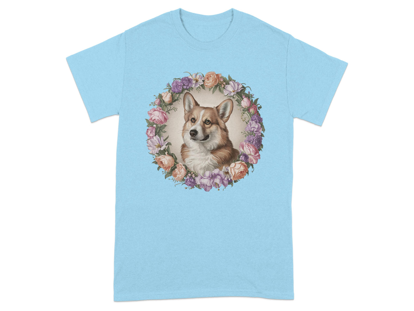 Cute Corgi Illustration with Floral Accent Shirt product