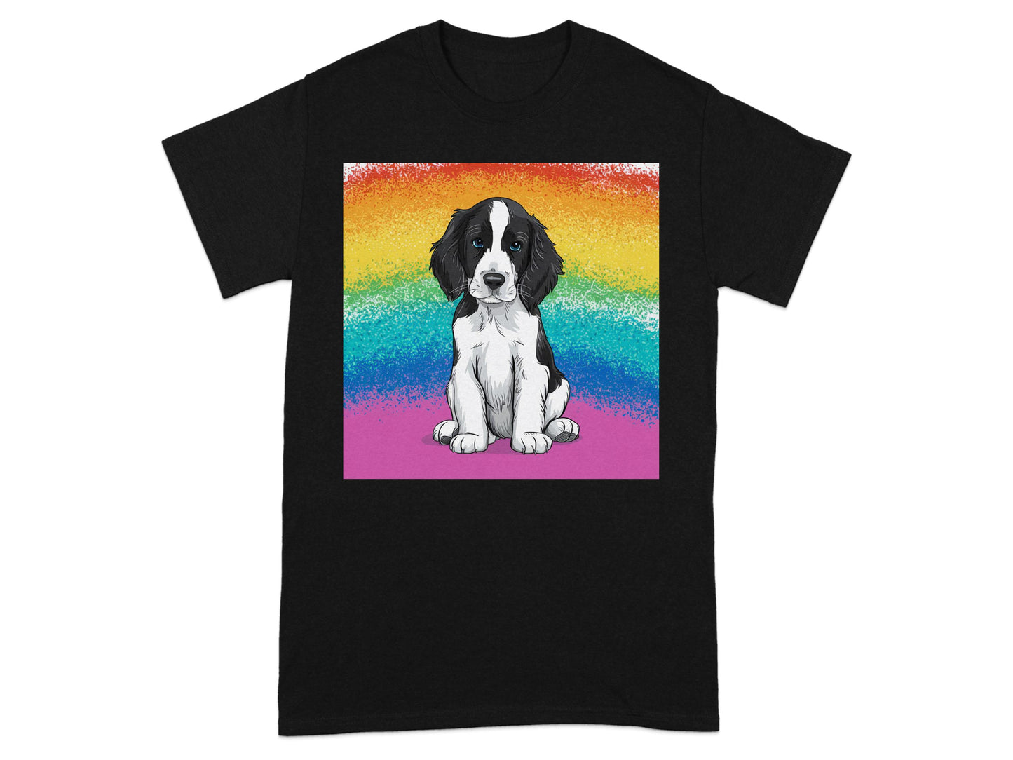 Adorable Puppy on Rainbow Background Graphic T-Shirt