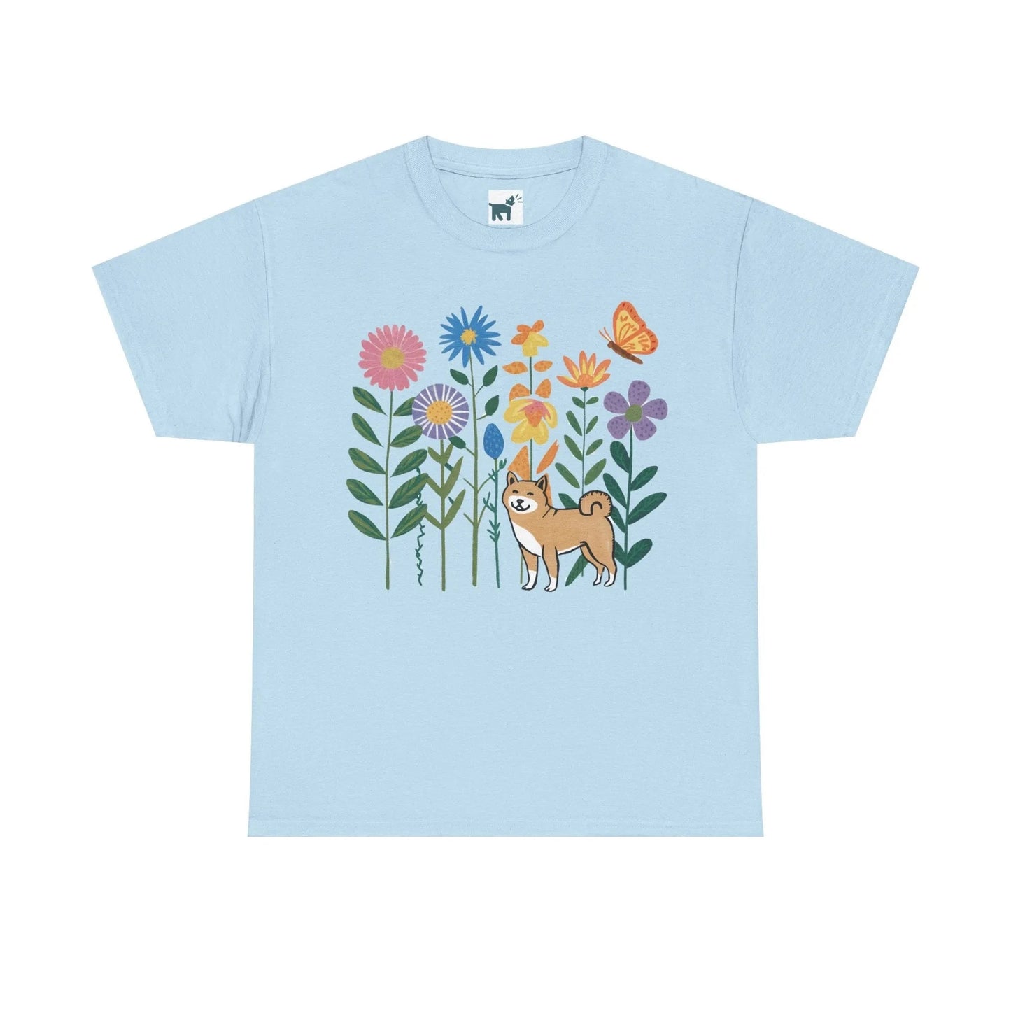 Floral Shiba T Shirt Light Blue T-shirt