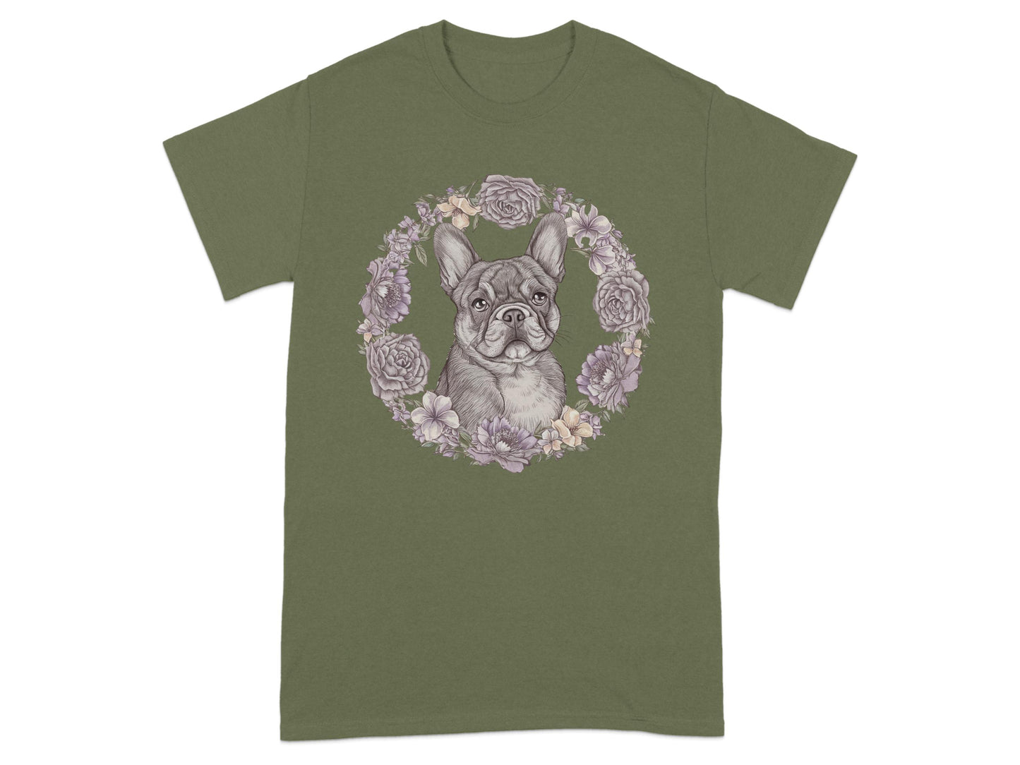 Adorable French Bulldog Flower Wreath Graphic Shirt product
