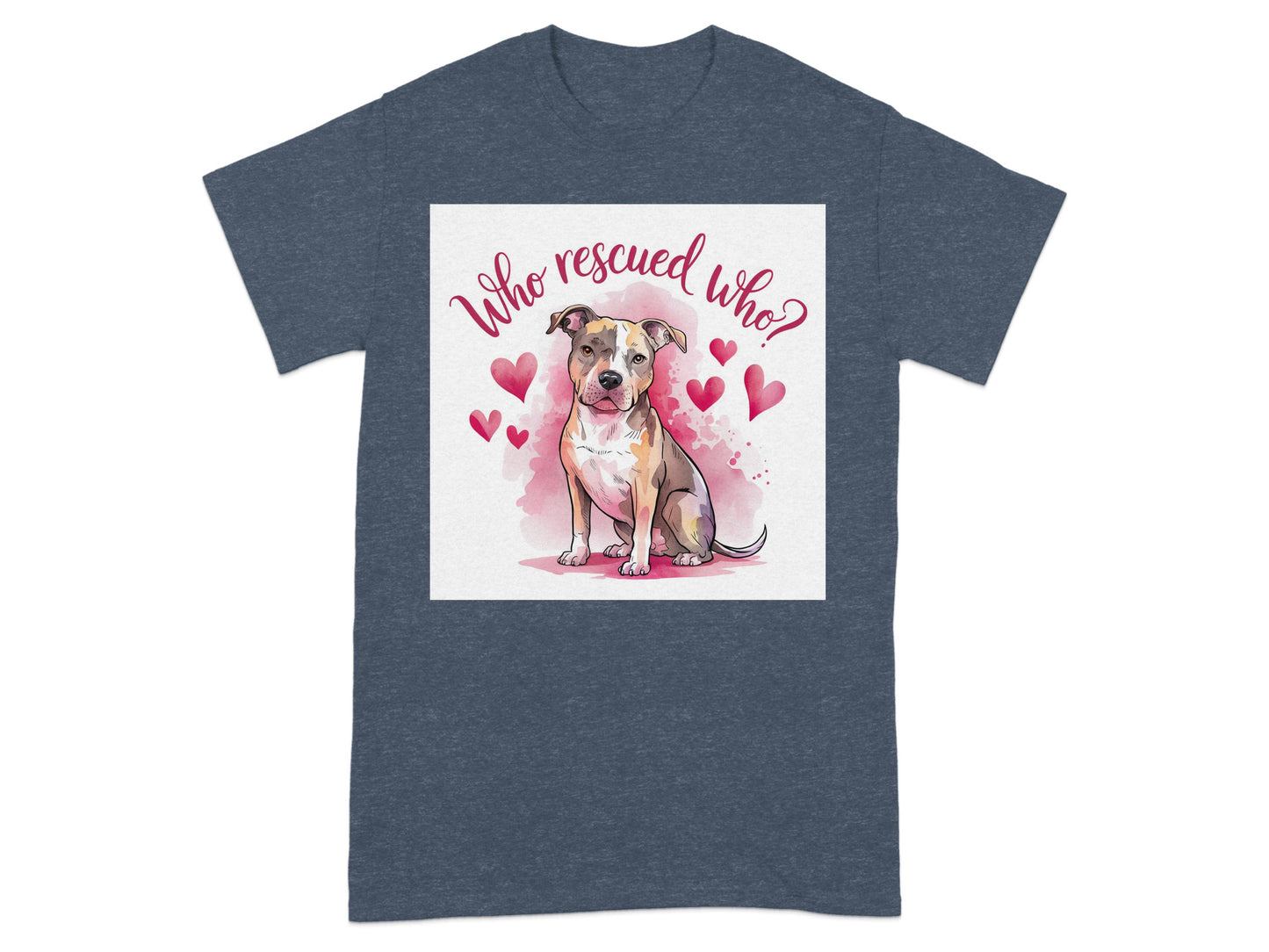 Who Rescued Who Hearts Pitbull Design T-Shirt product
