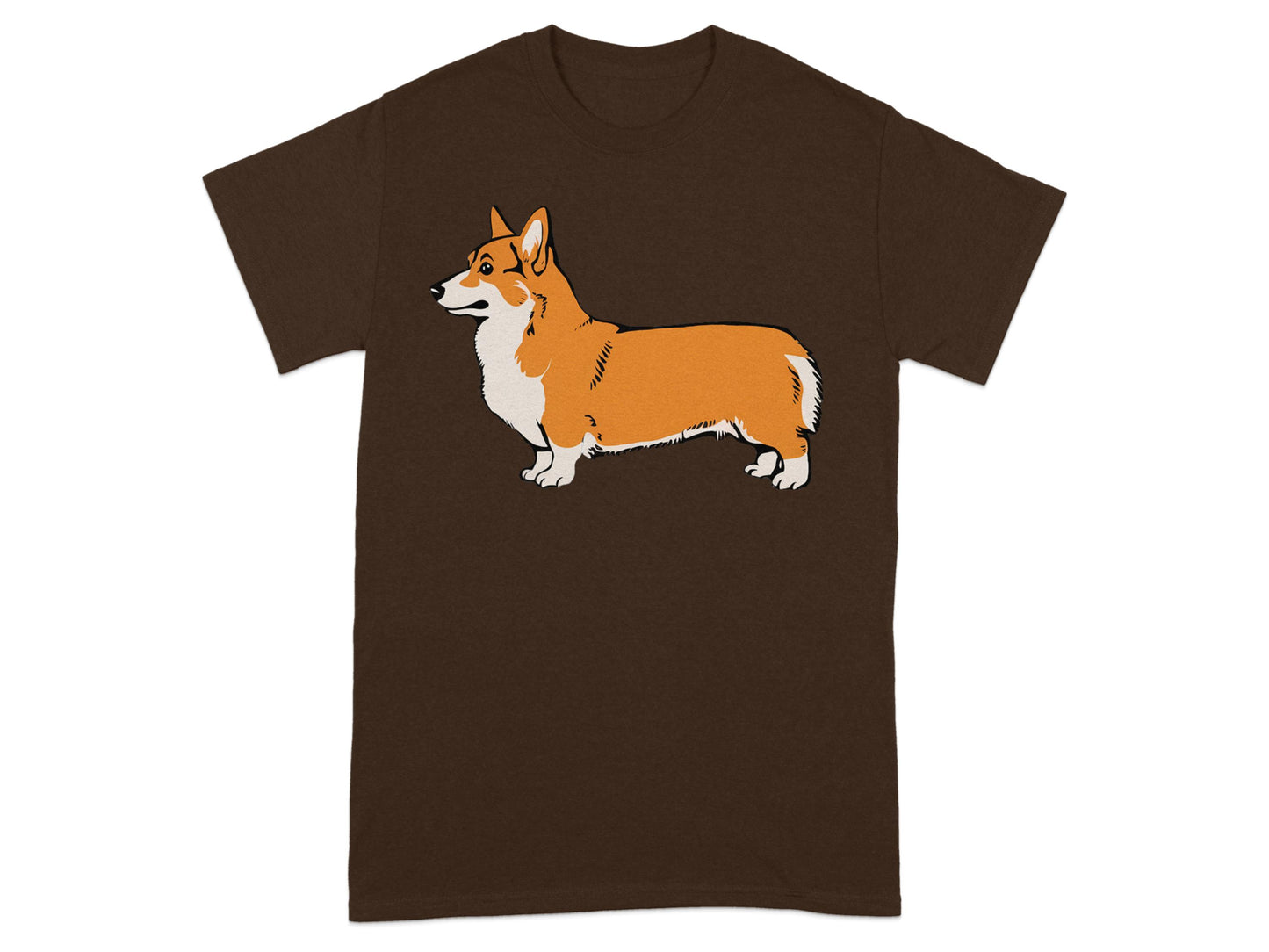 Adorable Corgi Design on Brown Casual T-Shirt product type