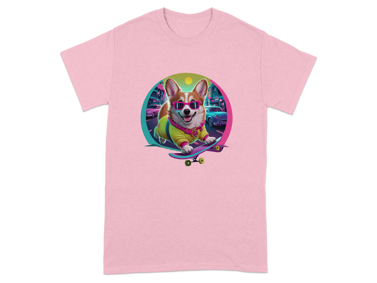 Corgi Skateboarding Cool Graphic Design on T-shirt product type