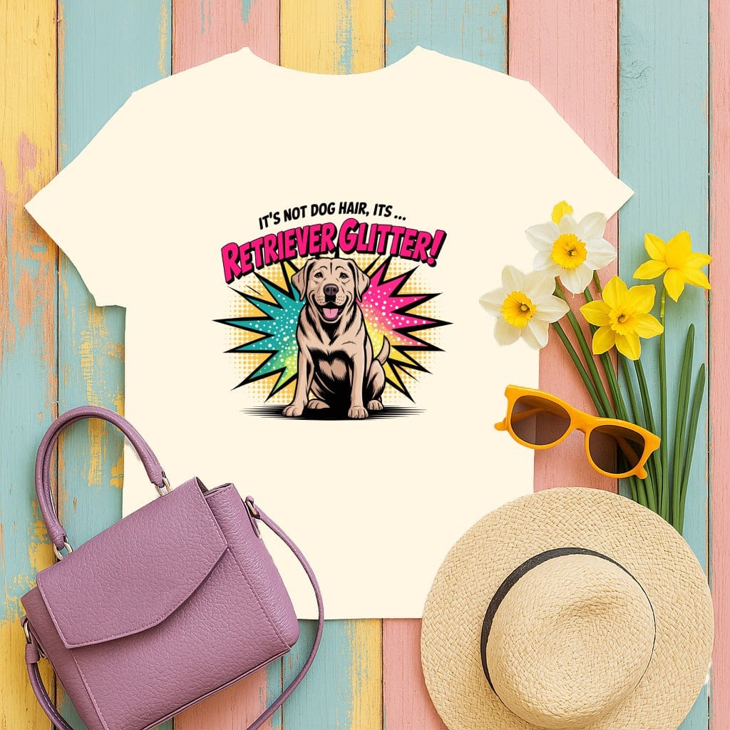 Retriever Glitter Graphic T-Shirt Fun Dog Lover Product