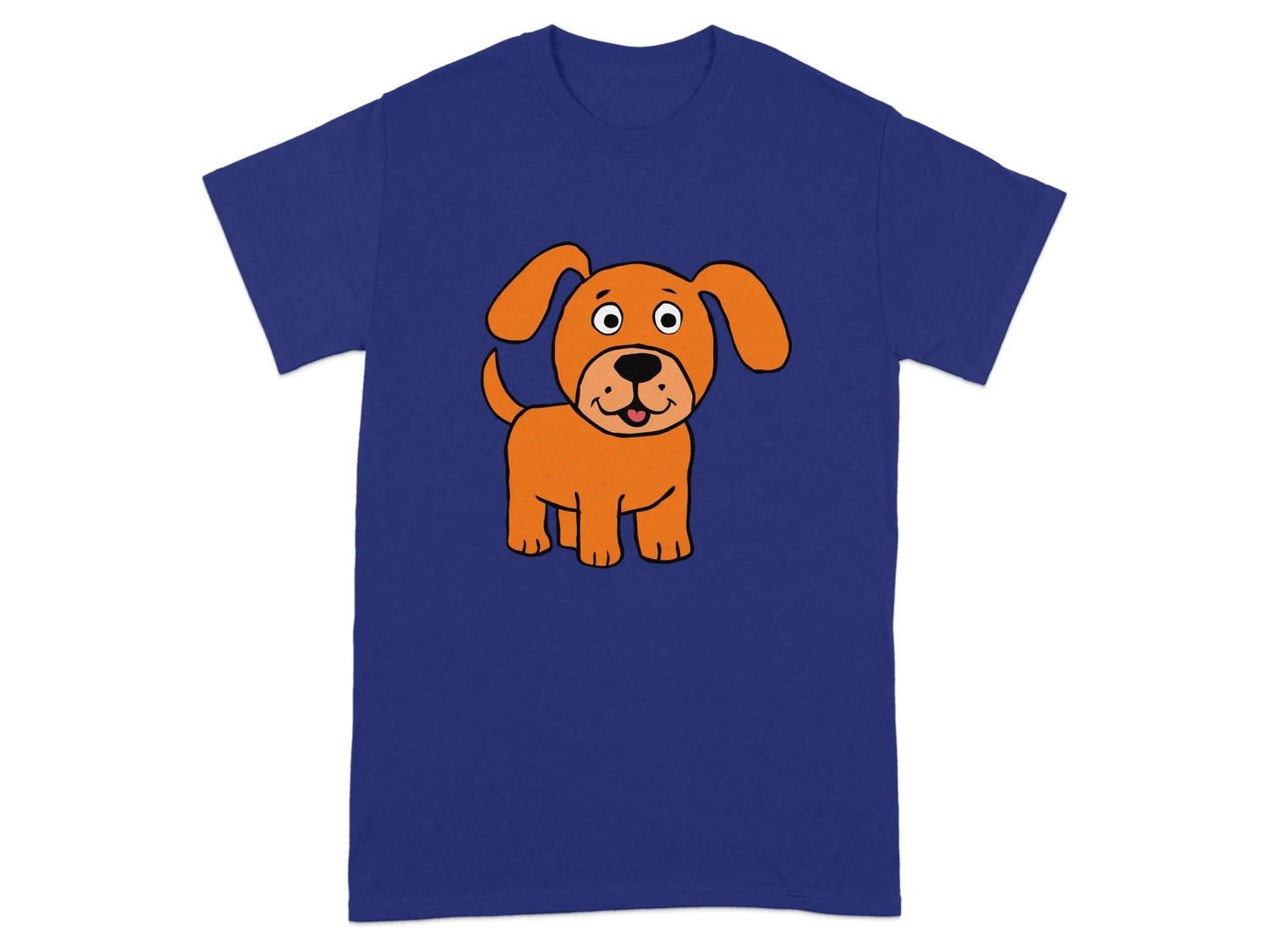 Adorable Cartoon Dog on Orange Background T-Shirts Cobalt T-shirt