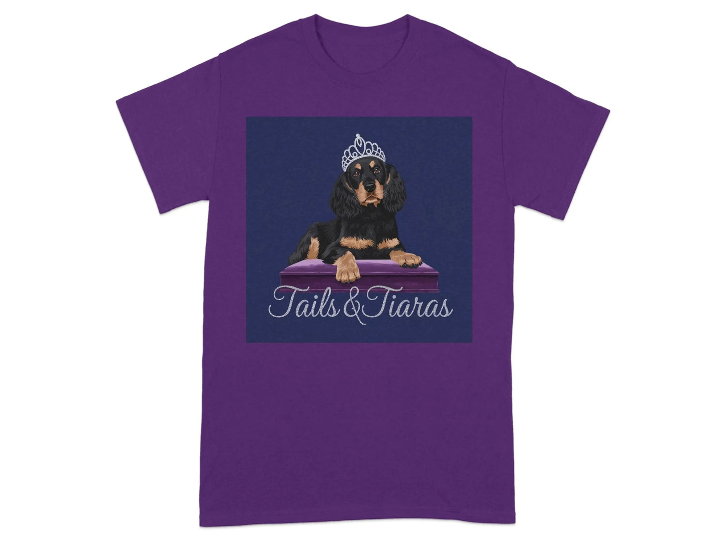 Adorable Gordon Setter and Tiara T-Shirts Purple T-shirt