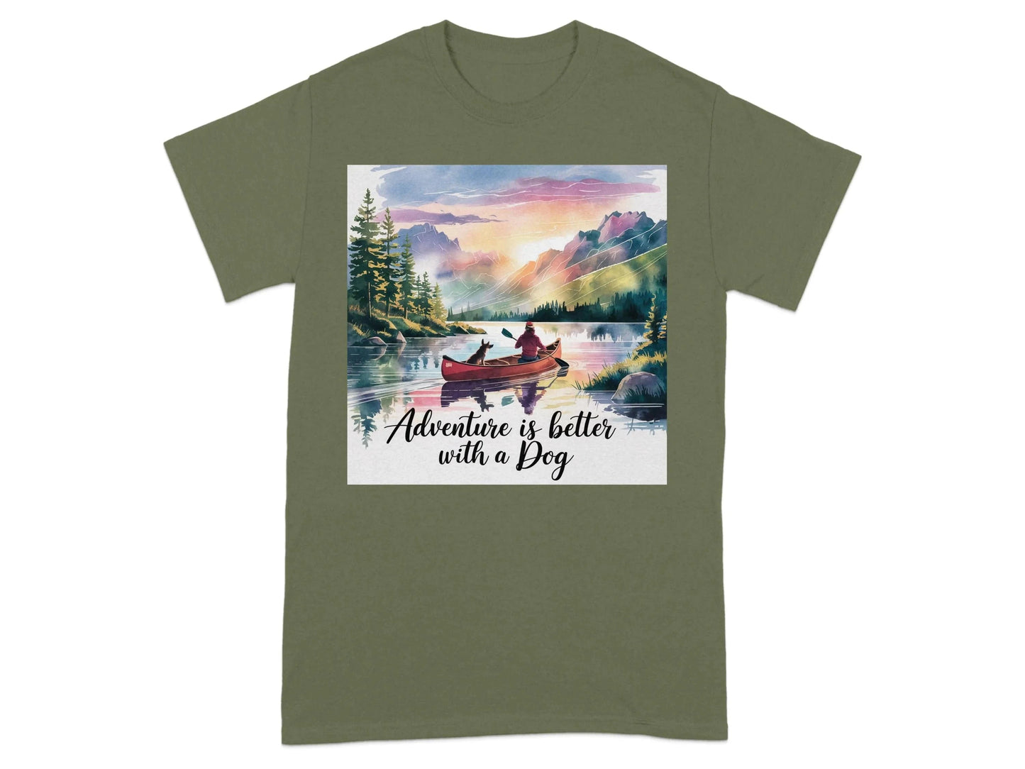 Adventure Is Better With a Dog Scenic Canoeing T-Shirts T-shirt