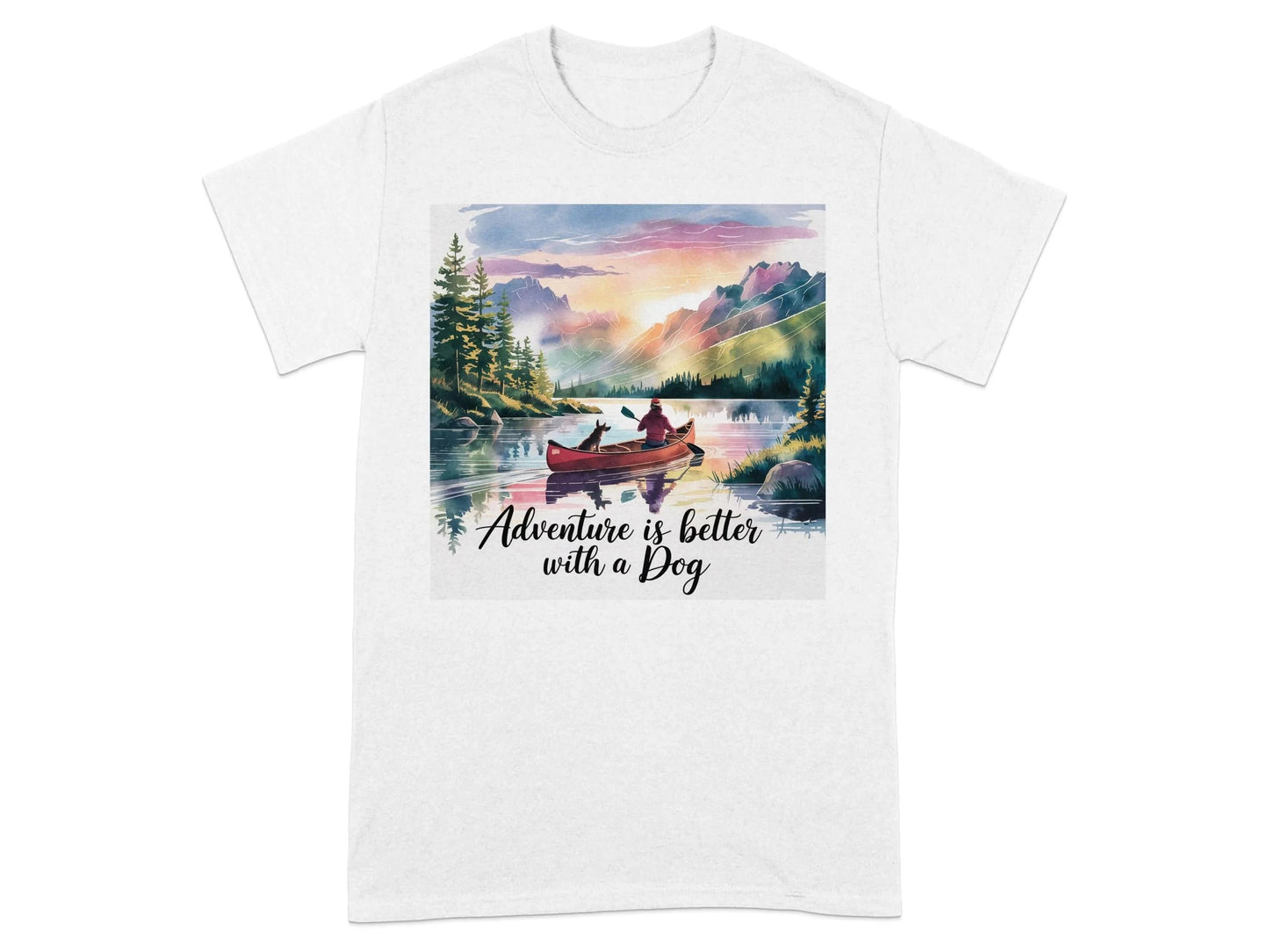 Adventure Is Better With a Dog Scenic Canoeing T-Shirts White T-shirt