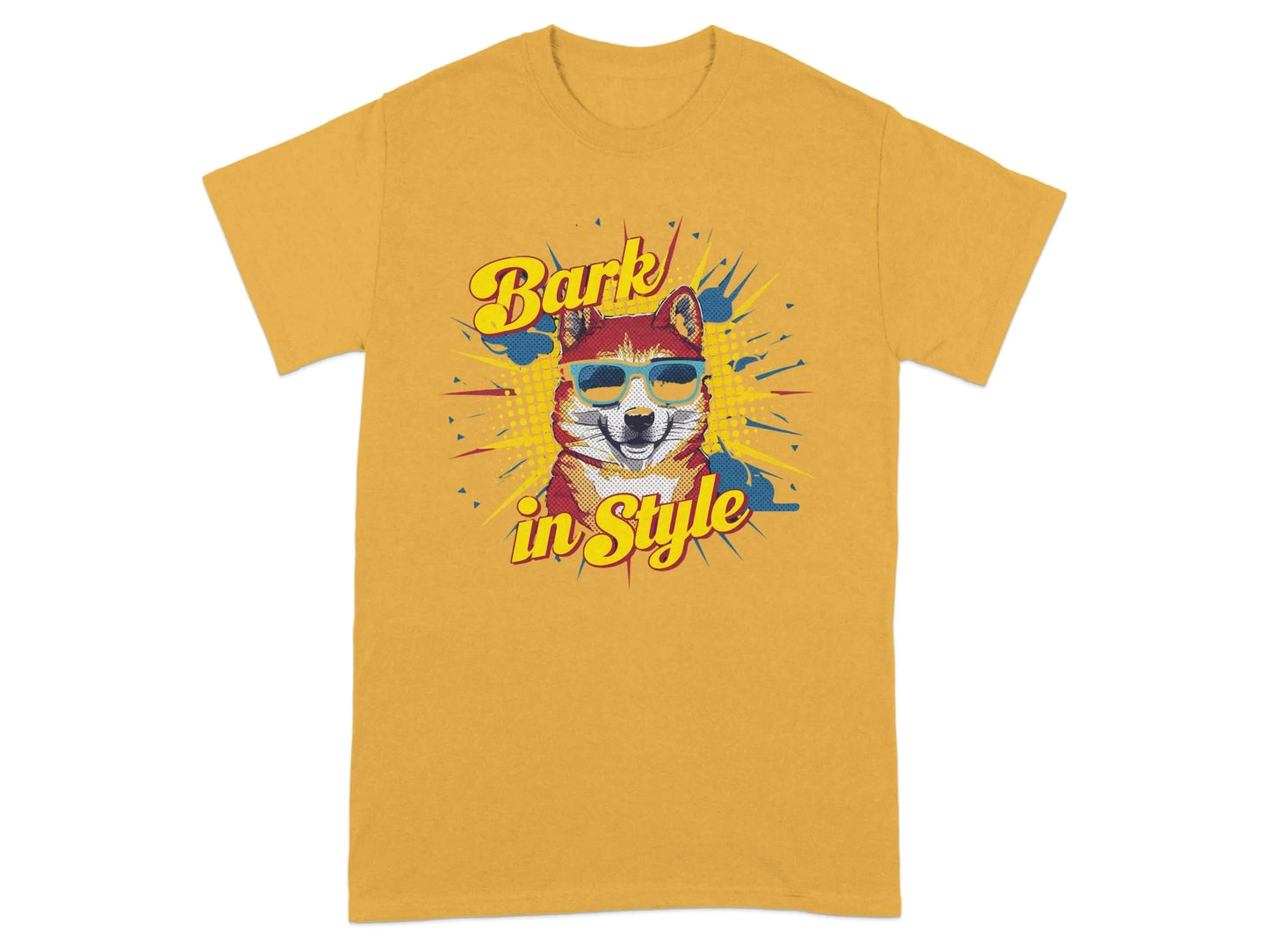 Bark In Style Shiba Inu T-Shirts Gold T-shirt