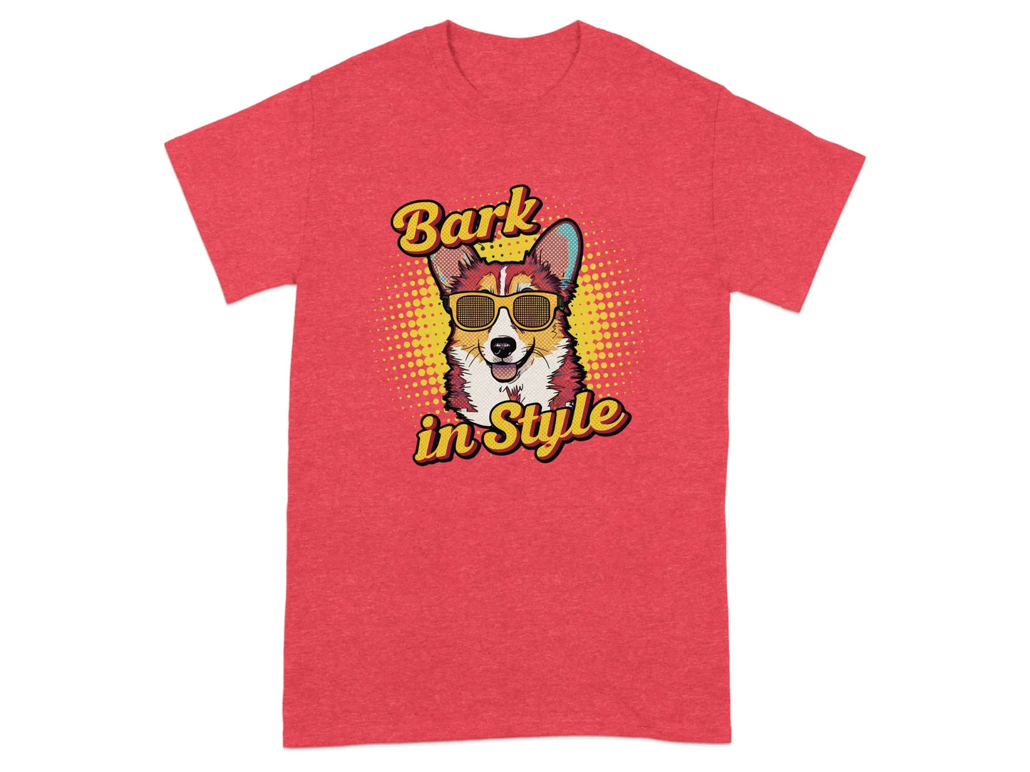 Bark in Style Corgi Dog with Sunglasses T-Shirts Heather Red T-shirt