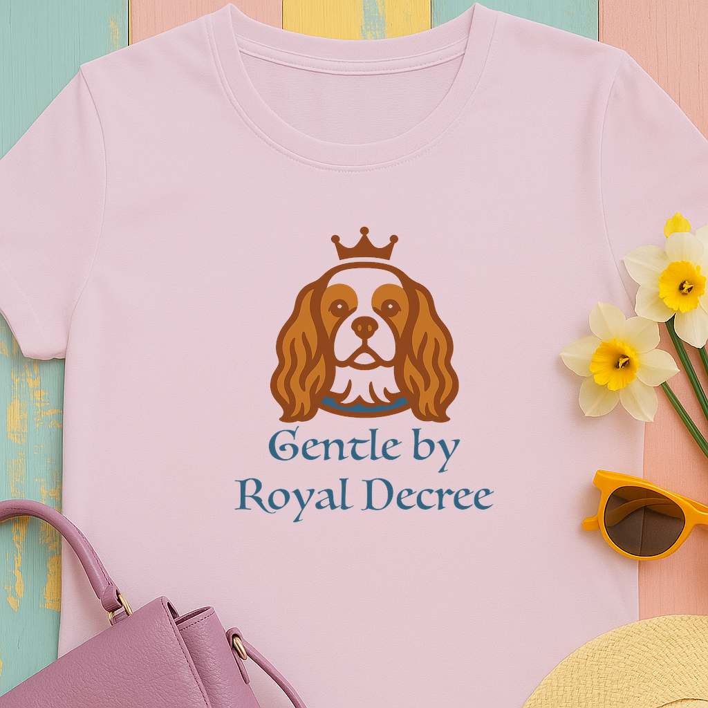 Cotton Tee with Cavalier King Charles Spaniel 'Gentle by Royal Decree'