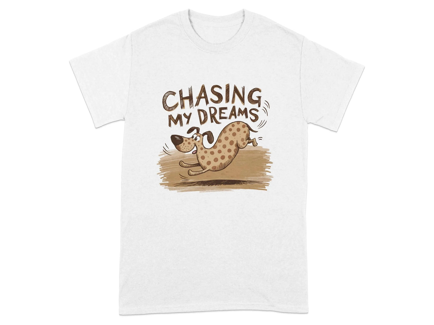 Chasing My Dreams Cute Dog Running T-Shirts White T-shirt