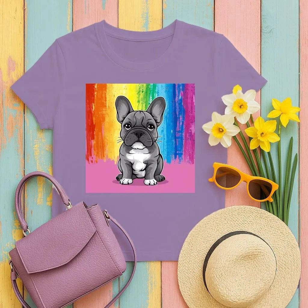 Colorful French Bulldog Art Rainbow Design T-Shirts T-shirt