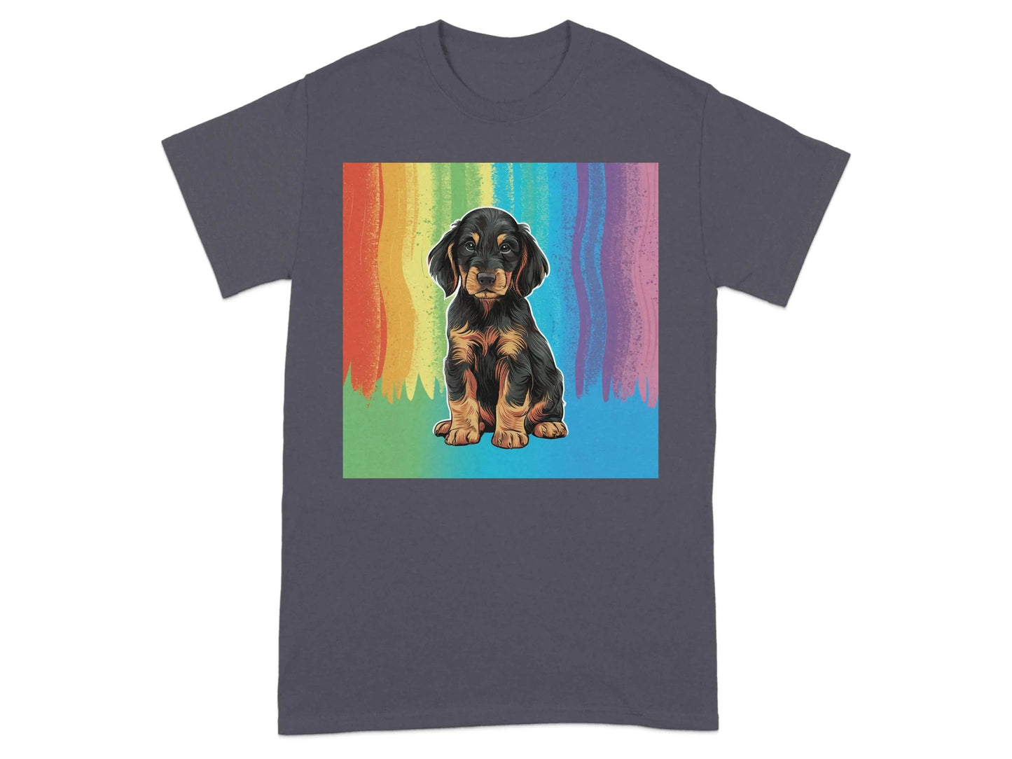 Colorful Rainbow Gordon Setter Puppy T-Shirts Tweed T-shirt