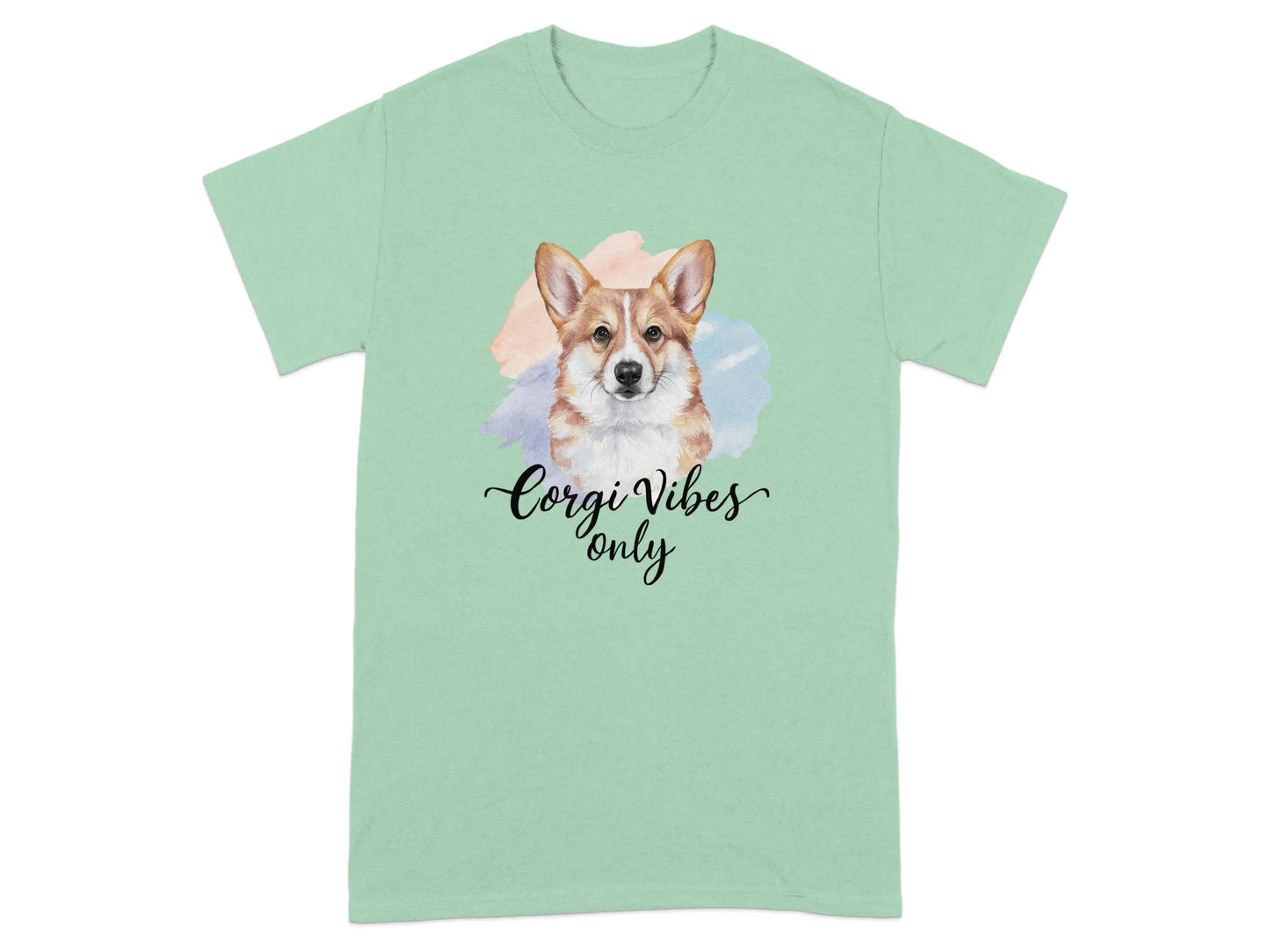 Corgi Vibes Only T-Shirts Mint Green T-shirt