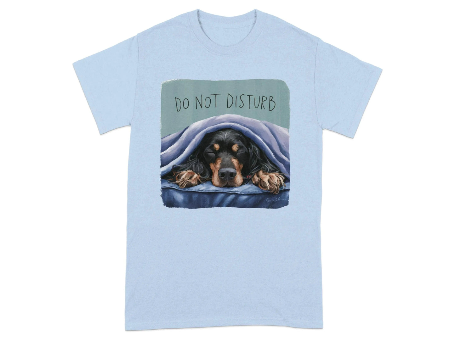 Cozy Gordon Setter Do Not Disturb T-Shirts Light Blue T-shirt