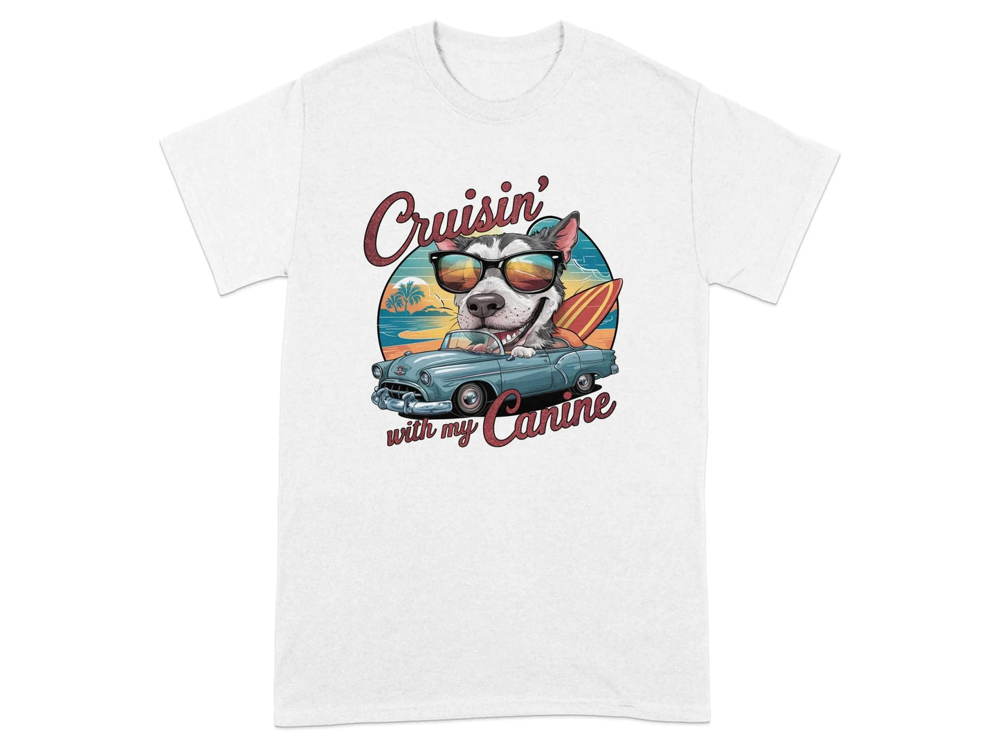 Cruisin with My Canine Cool Vintage Style T-Shirts White T-shirt