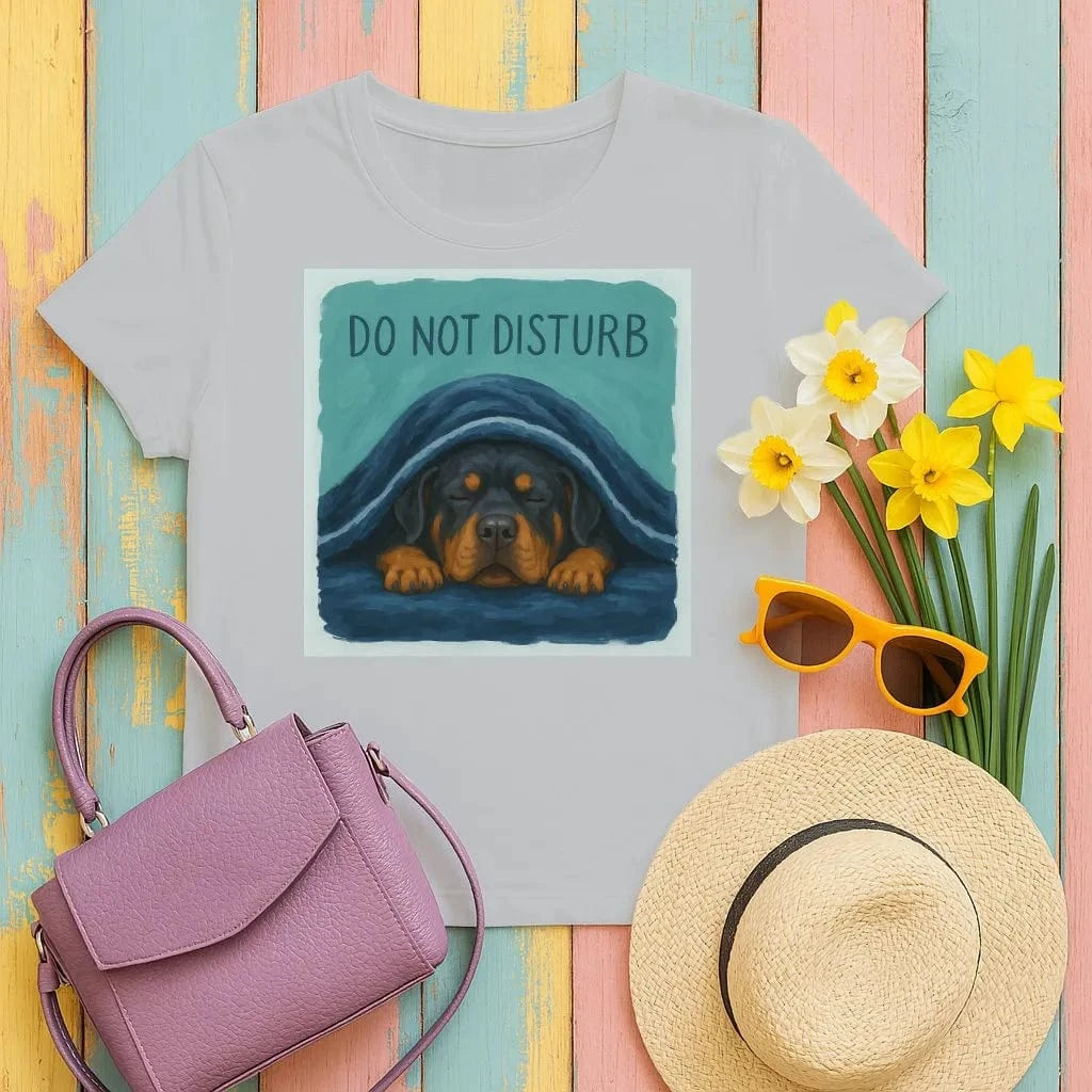 Do Not Disturb Rottweiler Dog Under Blanket T-Shirt Gravel T-shirt
