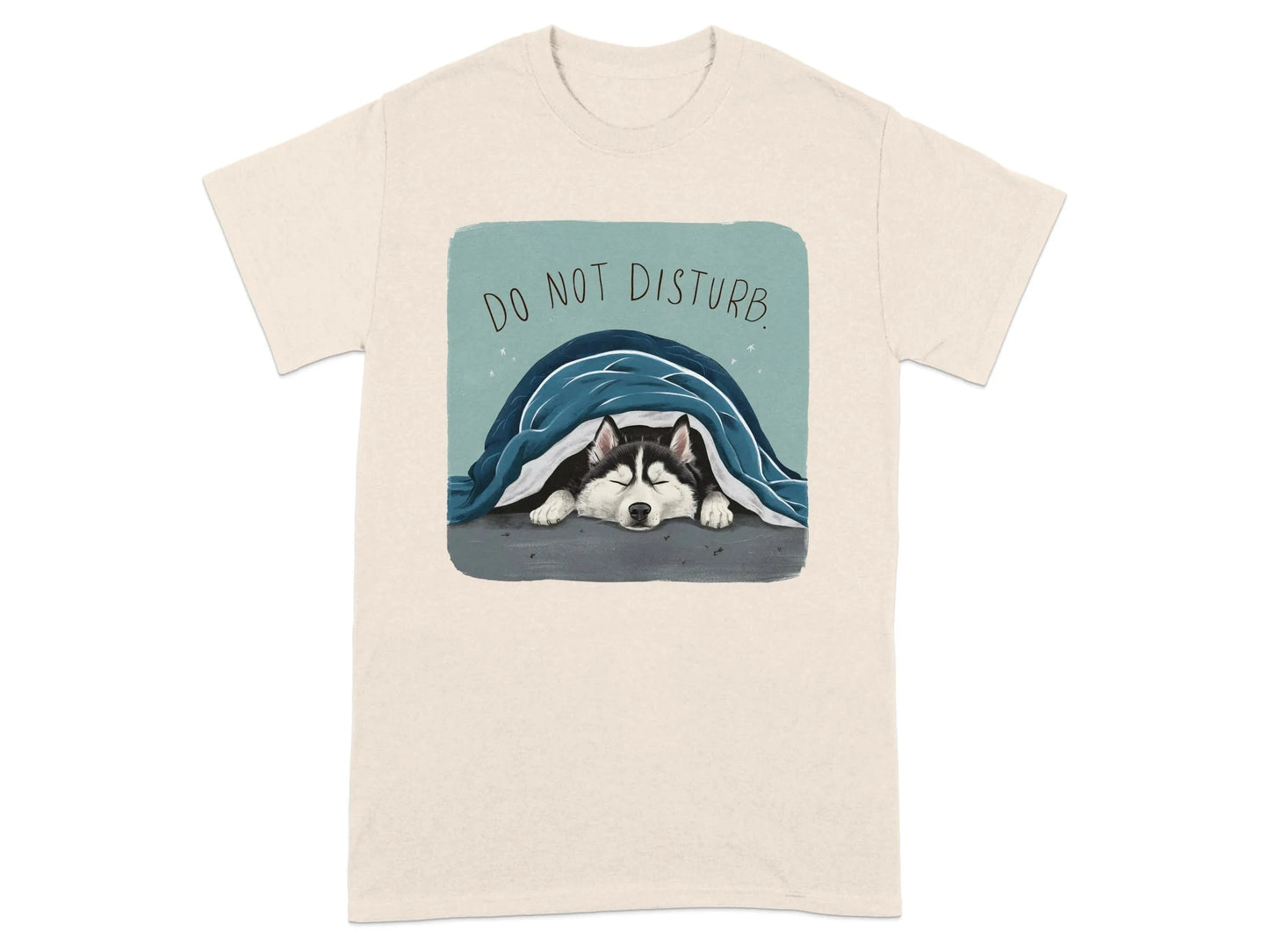Do Not Disturb Sleeping Husky T-Shirts Natural T-shirt