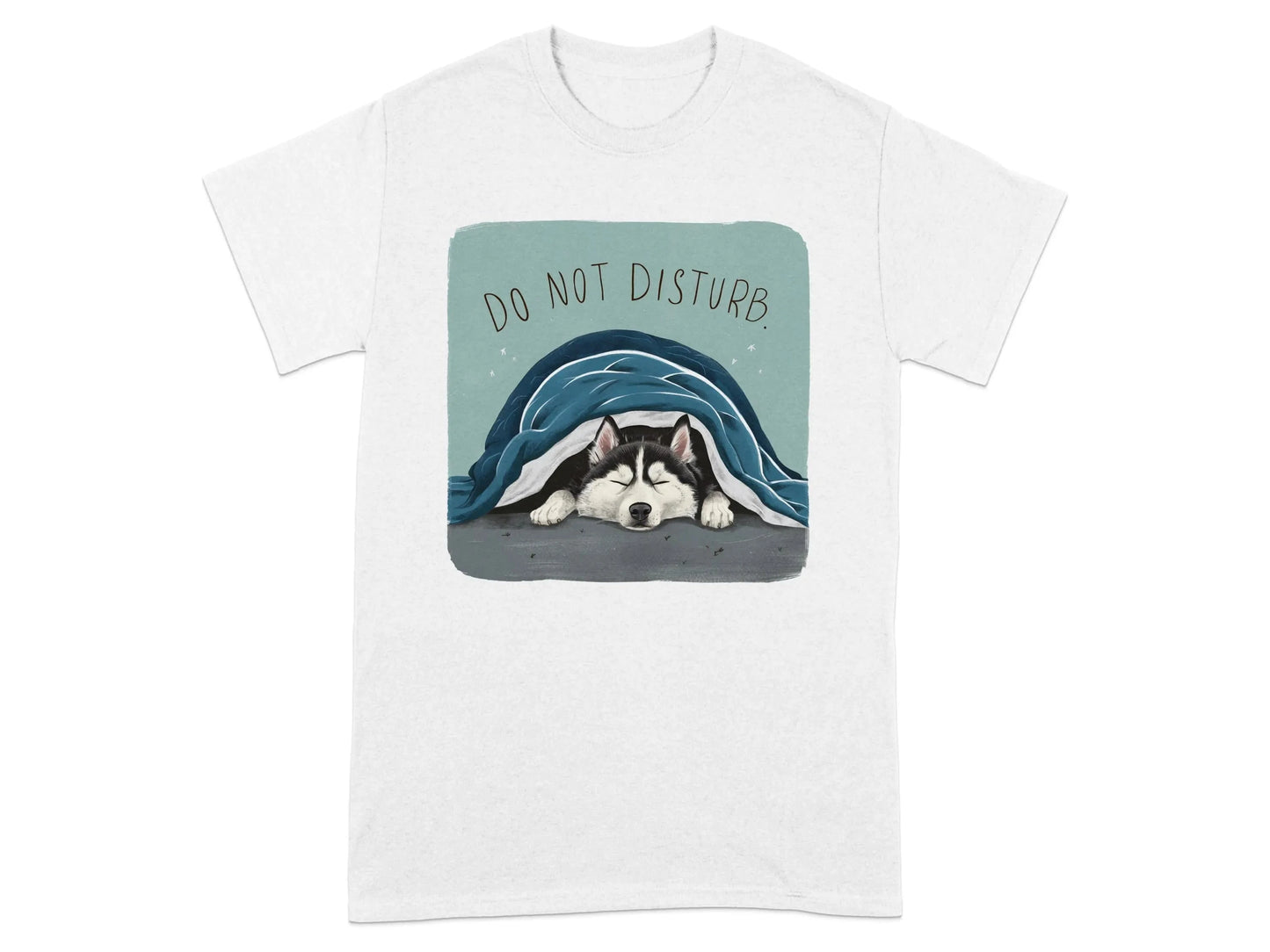 Do Not Disturb Sleeping Husky T-Shirts White T-shirt