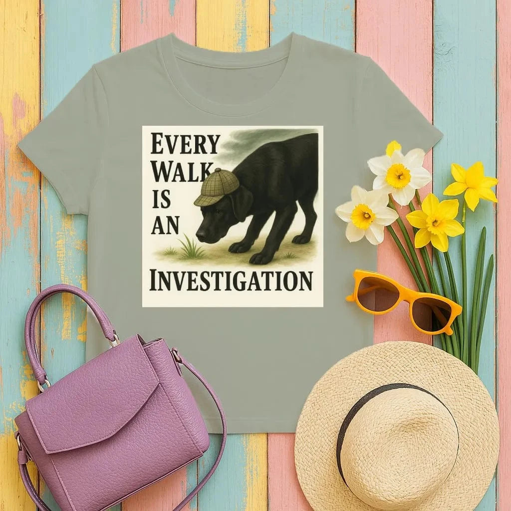 Every Walk Is An Investigation Black Lab T-Shirt Military Green T-shirt