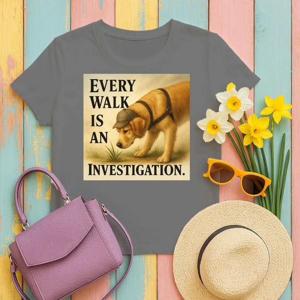 Every Walk Is An Investigation Golden Retriever T-Shirts Black T-shirt