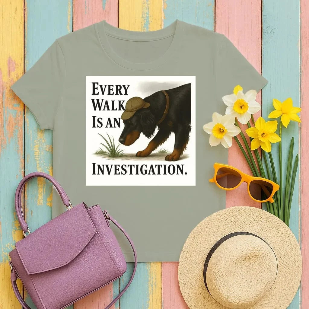 Every Walk Is An Investigation Gordon Setter T-Shirts Military Green T-shirt