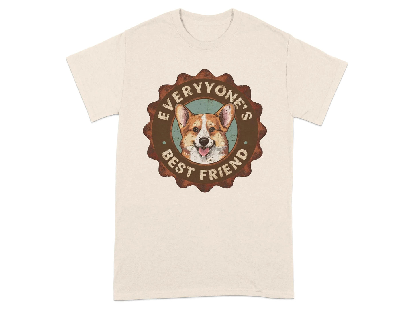 Everyone's Best Friend Corgi Design T-Shirts Natural T-shirt