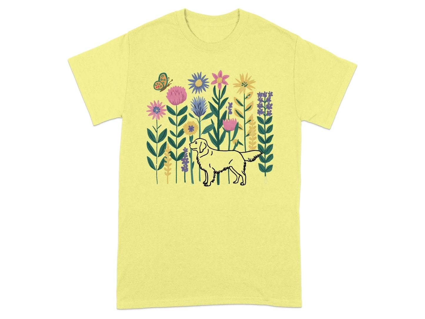 Floral Golden Retriever T-Shirts Cornsilk T-shirt