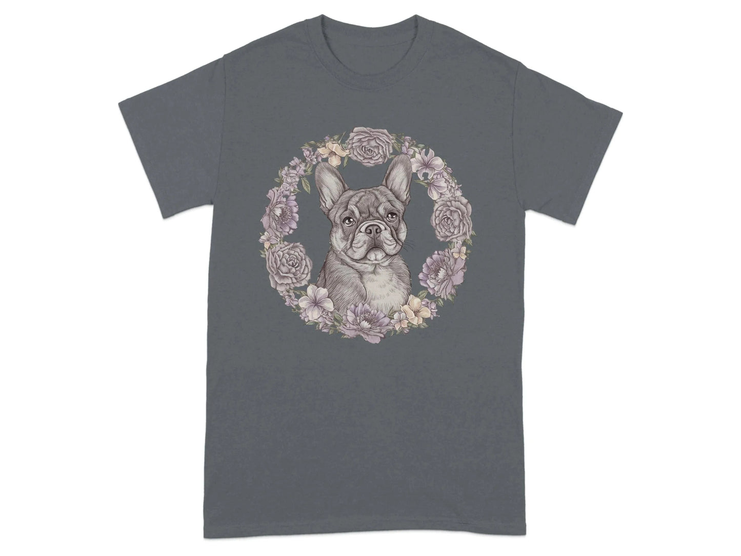 French Bulldog Floral T-Shirts Charcoal T-shirt