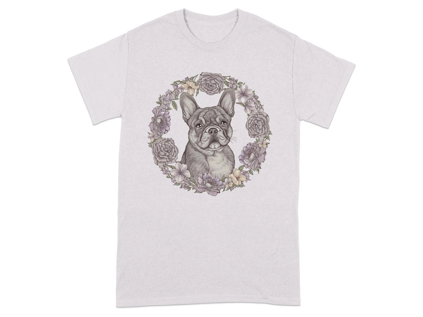 French Bulldog Floral T-Shirts Ice Grey T-shirt