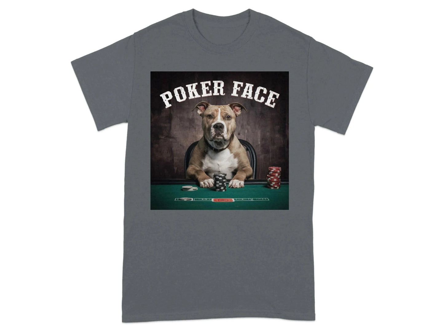 Funny Dog Poker Face Cool T-Shirts Charcoal T-shirt