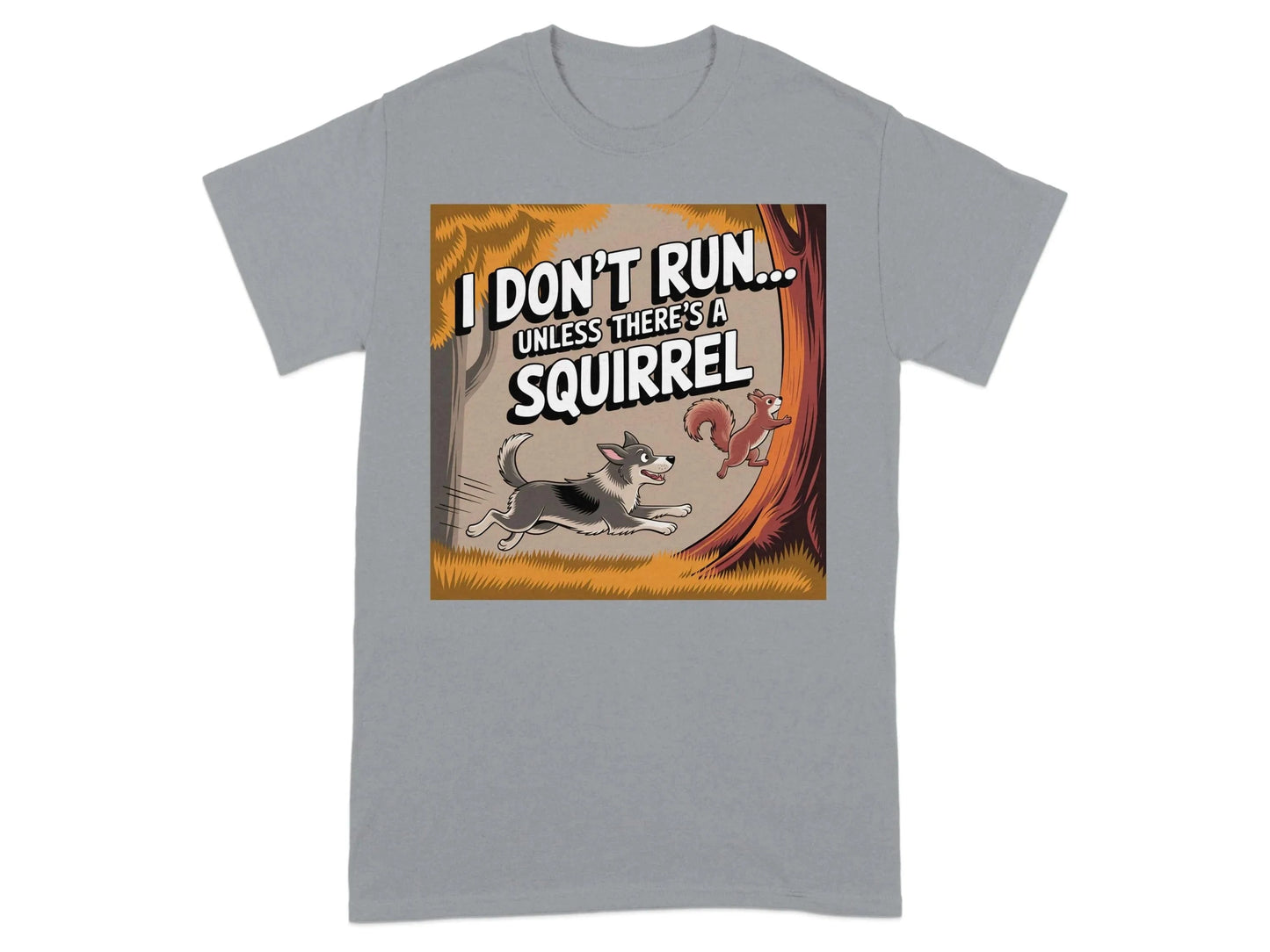 Funny Dog and Squirrel Chase T-Shirts Gravel T-shirt