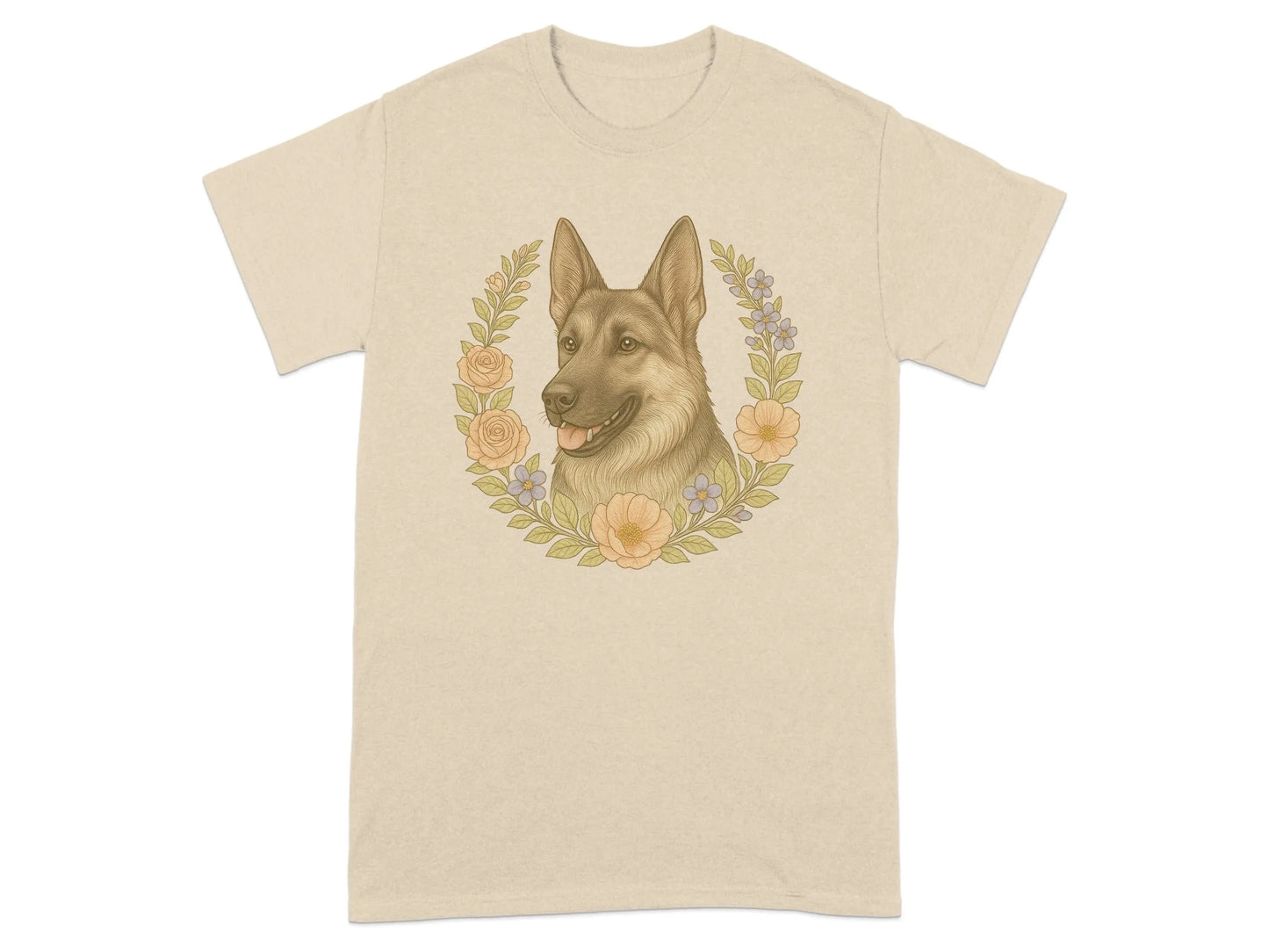 German Shepherd Floral Wreath T-Shirts T-shirt
