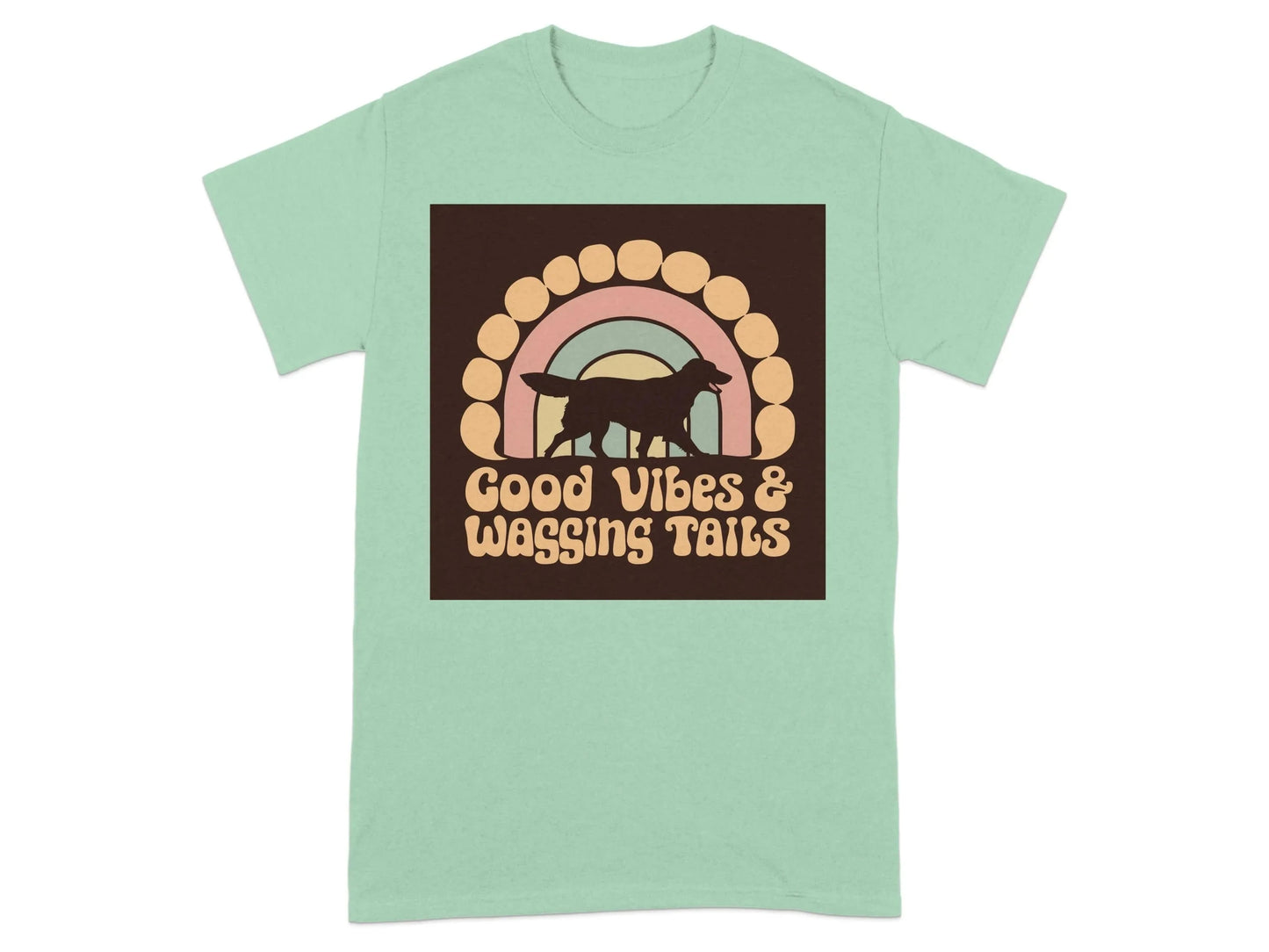 Good Vibes Wags Tails Retro Style T-Shirts Mint Green T-shirt