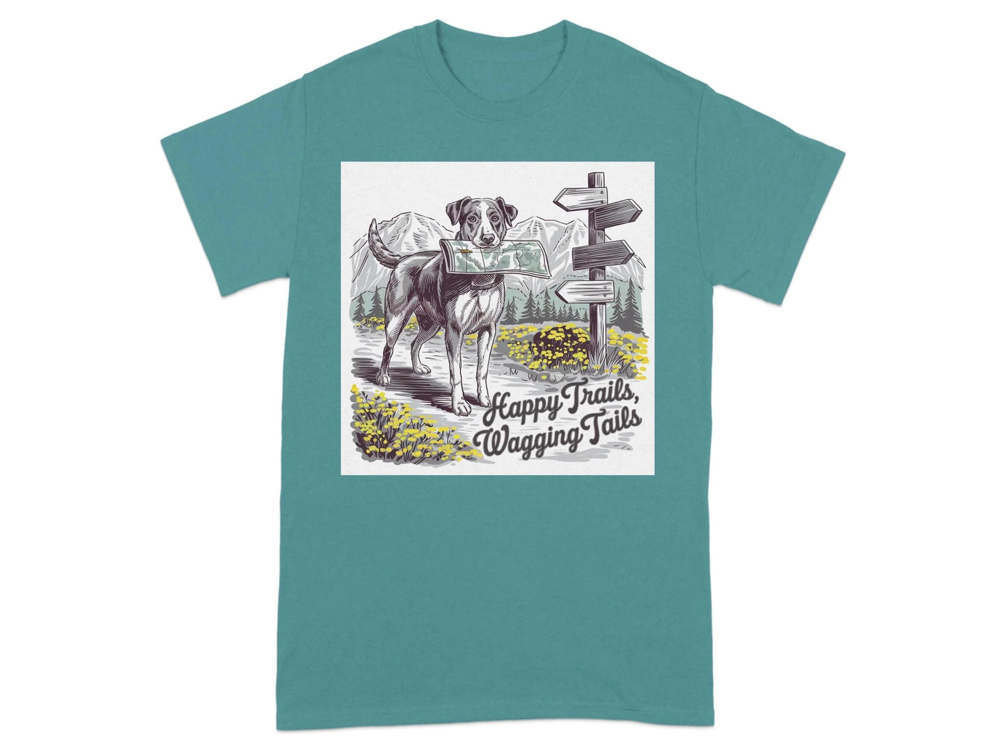 Happy Trails Wagging Tails Adventure Design T-Shirts T-shirt