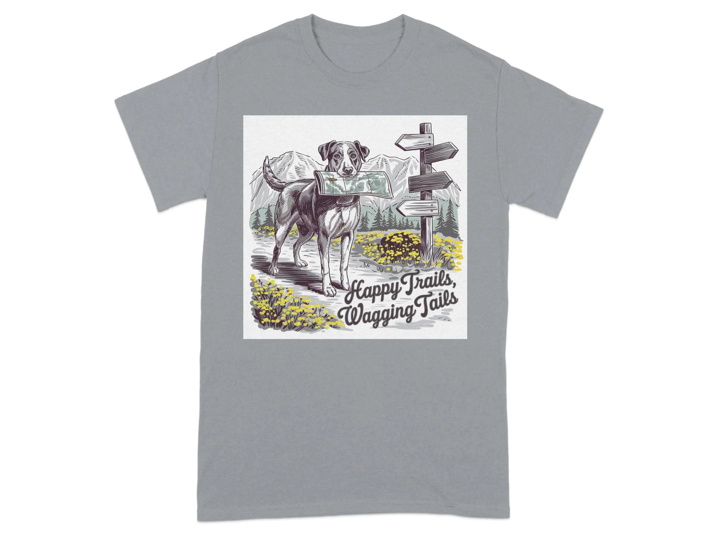 Happy Trails Wagging Tails Adventure Design T-Shirts Gravel T-shirt