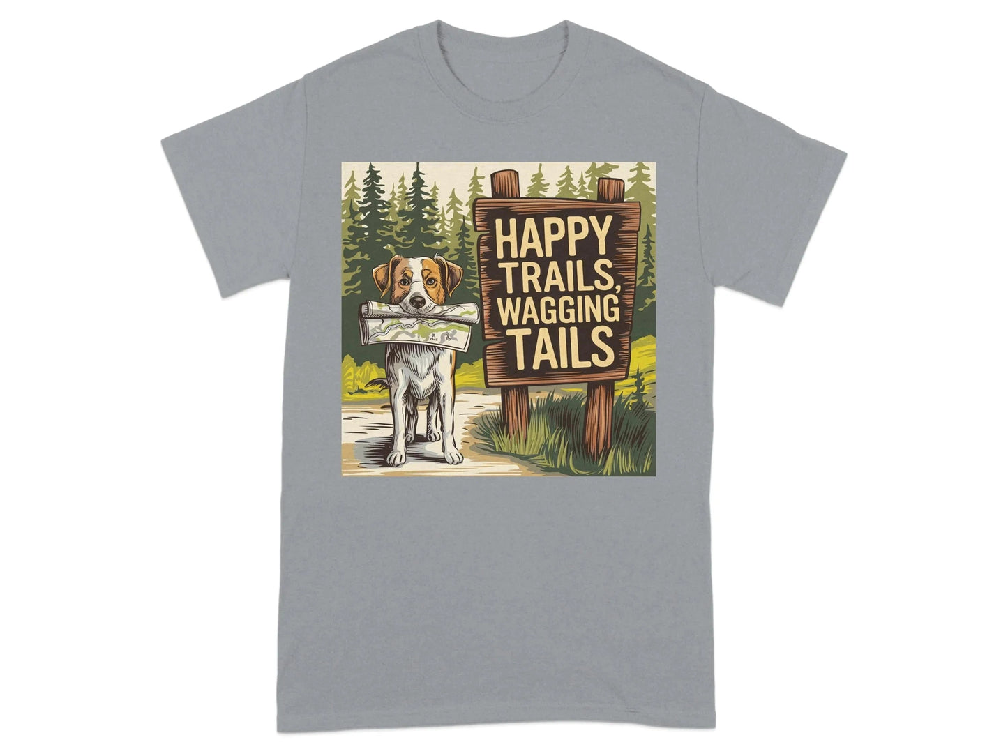 Happy Trails Wagging Tails Scenic Dog Art T-Shirts Gravel T-shirt